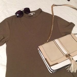 Olive cut out neck top
